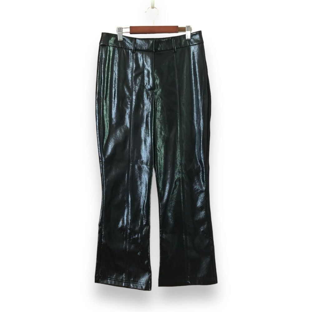 7 for All Mankind Black Faux Patent Leather Shiny Bootcut Pants NWT Size Medium